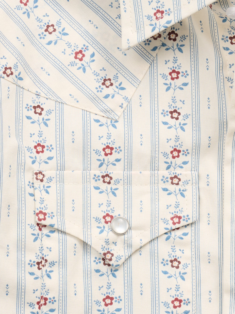 Boy's Ely Cattleman Long Sleeve Wallpaper Floral Print Snap Shirt-Ecru