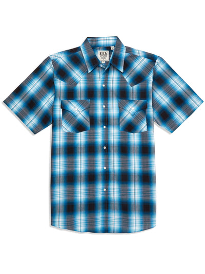 Men's Ely Cattleman Short Sleeve Plaid Western Snap Shirt