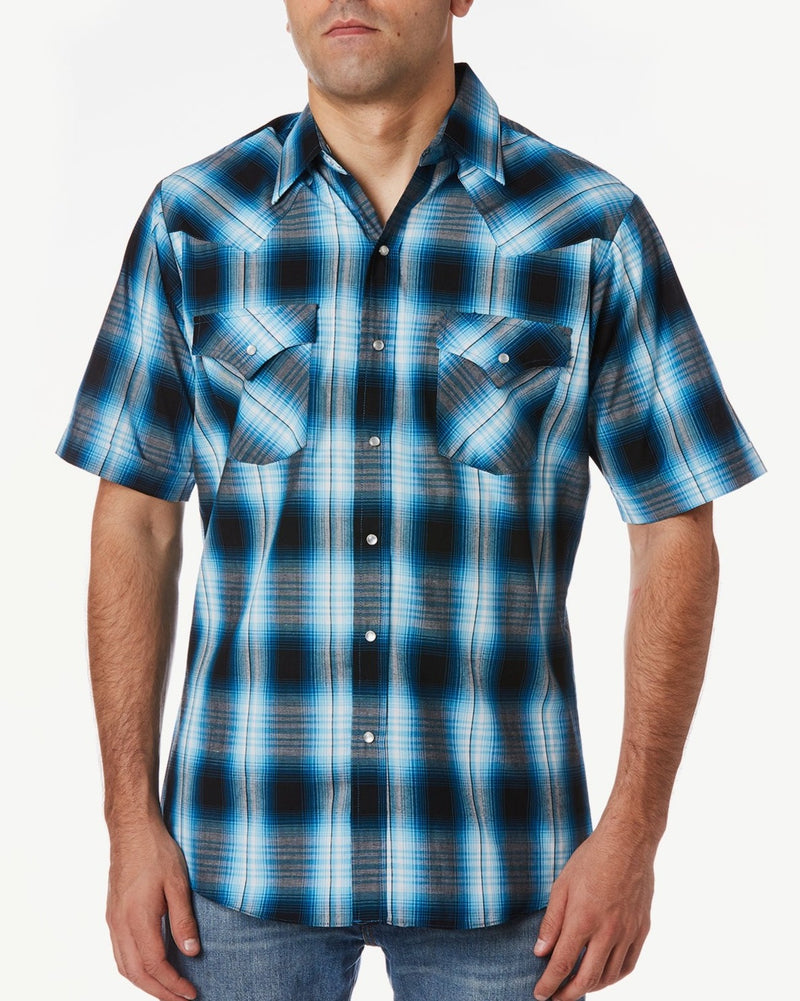 Men's Ely Cattleman Short Sleeve Plaid Western Snap Shirt