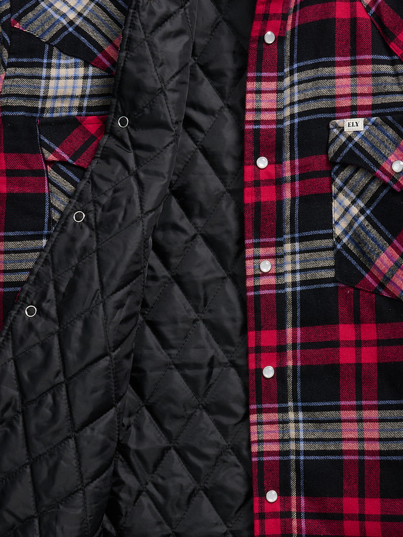 Men's Ely Cattleman Long Sleeve Quilted Flannel- Black