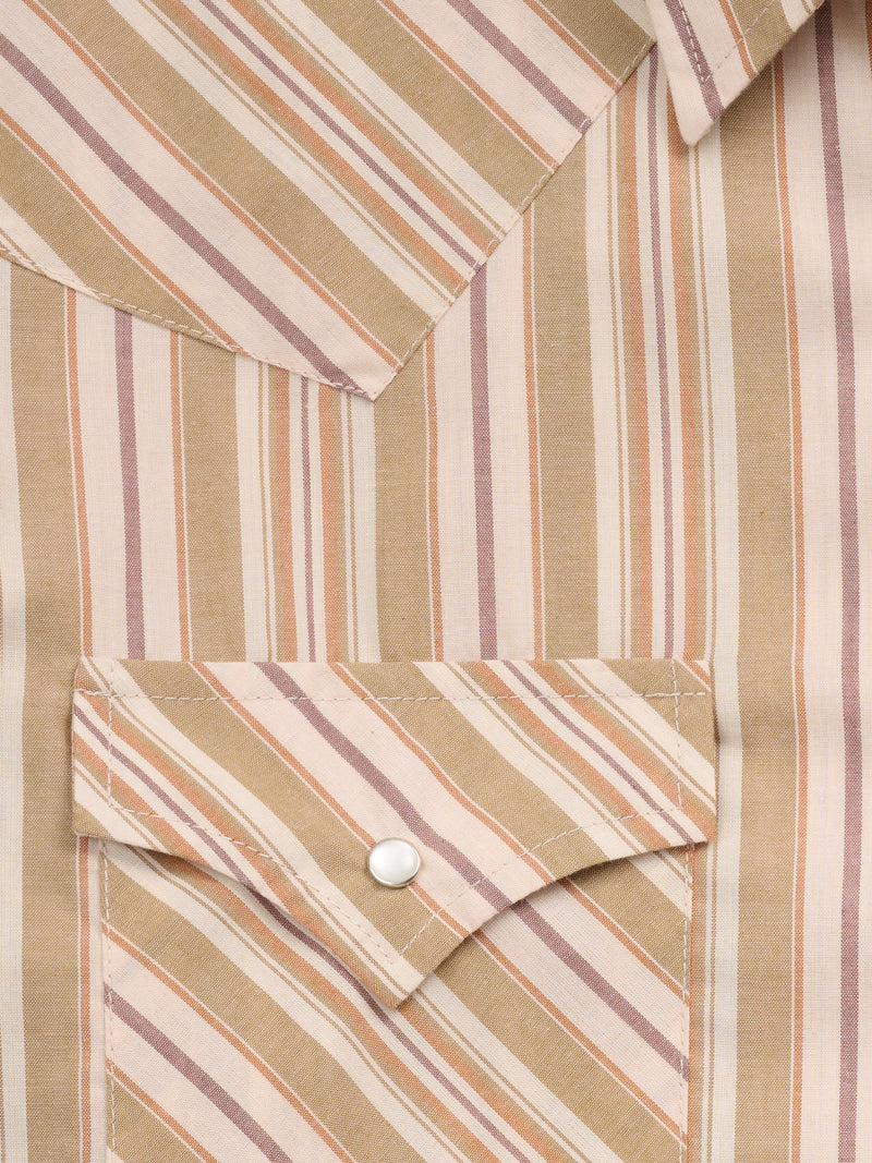 Men's Ely Cattleman Short Sleeve Olive Stripe Western Snap Shirt