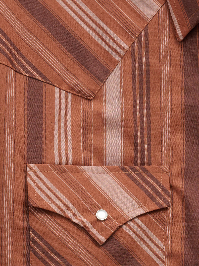 Men's Ely Cattleman Short Sleeve Rust Stripe Western Snap Shirt