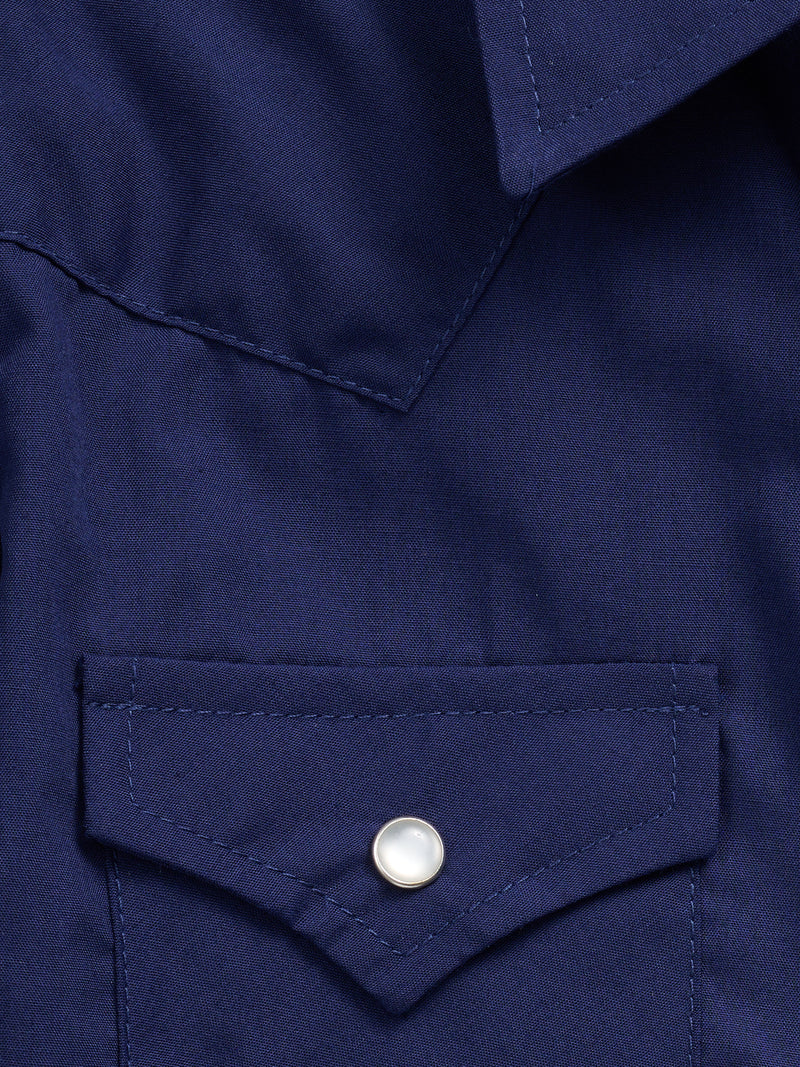 Boy's Ely Cattleman Short Sleeve Solid Navy Western Snap Shirt