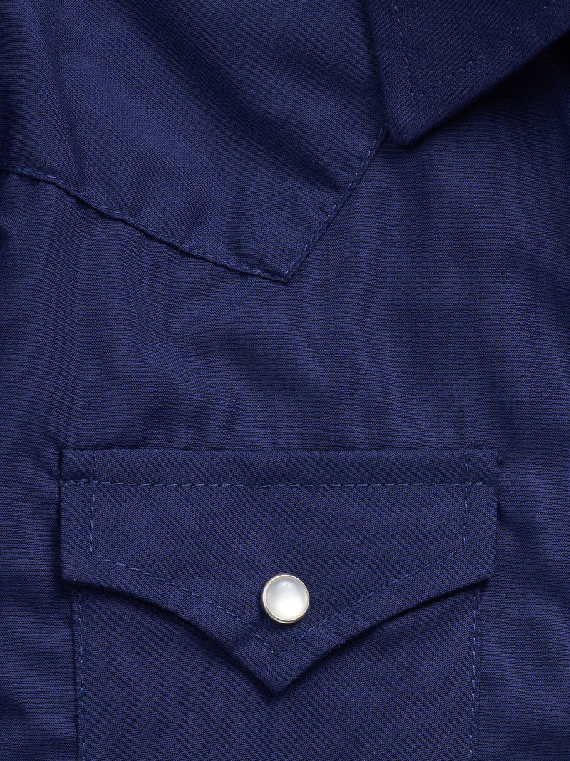 Boy's Ely Cattleman Long Sleeve Solid Navy Western Snap Shirt