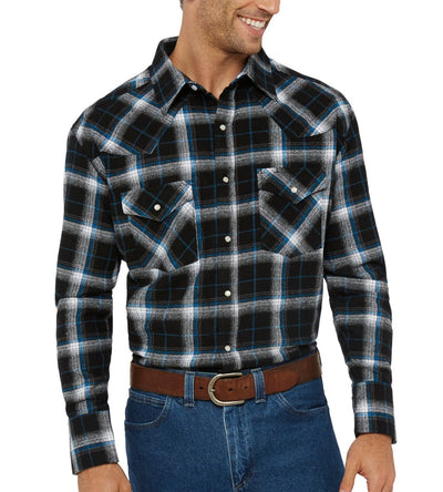 Men's Ely Cattleman Long Sleeve Flannel Plaid Western Snap Shirt