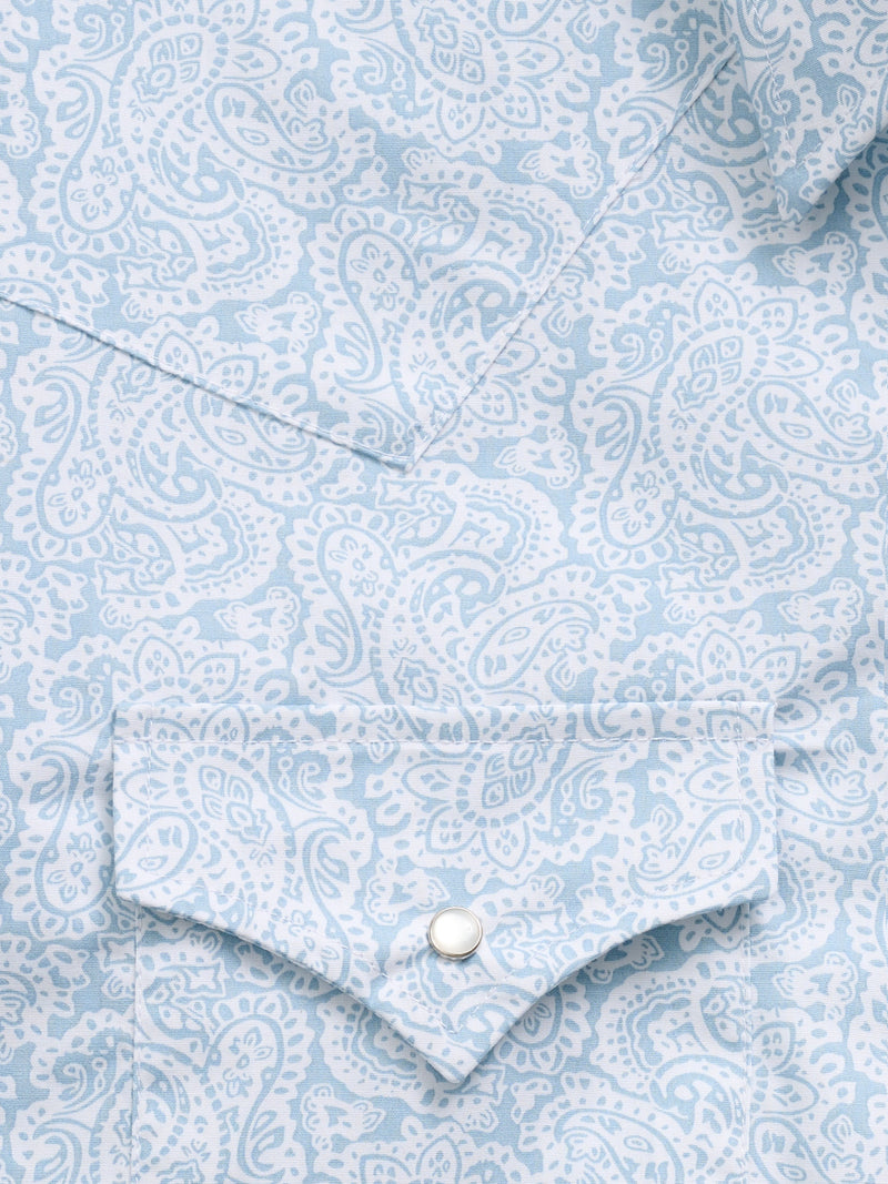 Men's Ely Cattleman Long Sleeve Blue Paisley Print Western Snap Shirt