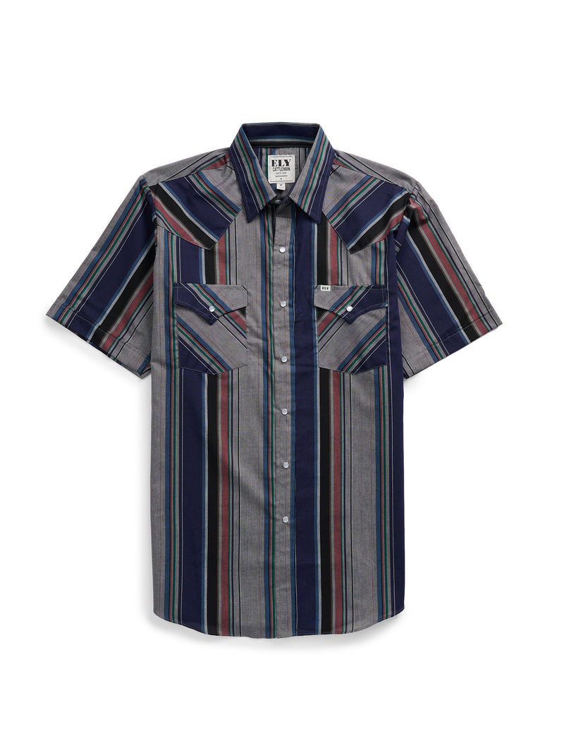 Men's Ely Cattleman Short Sleeve Stripe Western Snap Shirt