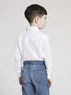 Boy's Long Sleeve Solid White Western Shirt in White