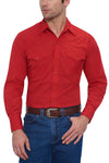 Men's Long Sleeve Solid Western Shirt in Red | Ely Cattleman