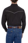Men's Long Sleeve Western Shirt with Contrast Piping in Black | Ely Cattleman