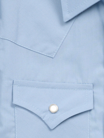 Boy's Ely Cattleman Short Sleeve Solid Stone Blue Western Snap Shirt