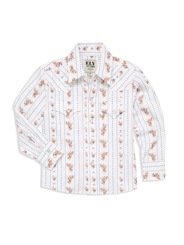 ｙ*ｏ様 House on the Hill L/S Tee (Brown Ho Boy's Ely Cattleman Long Sleeve Floral Stripe Print Snap Shirt- Brown