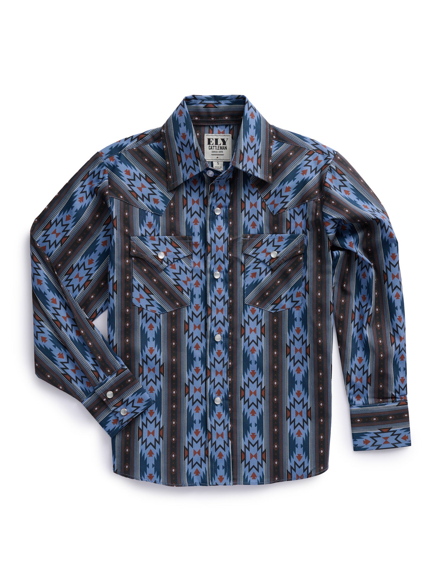 aztec dress shirt Men's TEK Western Blue Aztec Short Sleeve Shirt XL