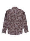 Boy's Ely Cattleman Long Sleeve Paisley Print Snap Shirt- Denim Blue & Burgundy