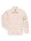 Boy's Ely Cattleman Long Sleeve Retro Star Print Snap Shirt- Ecru