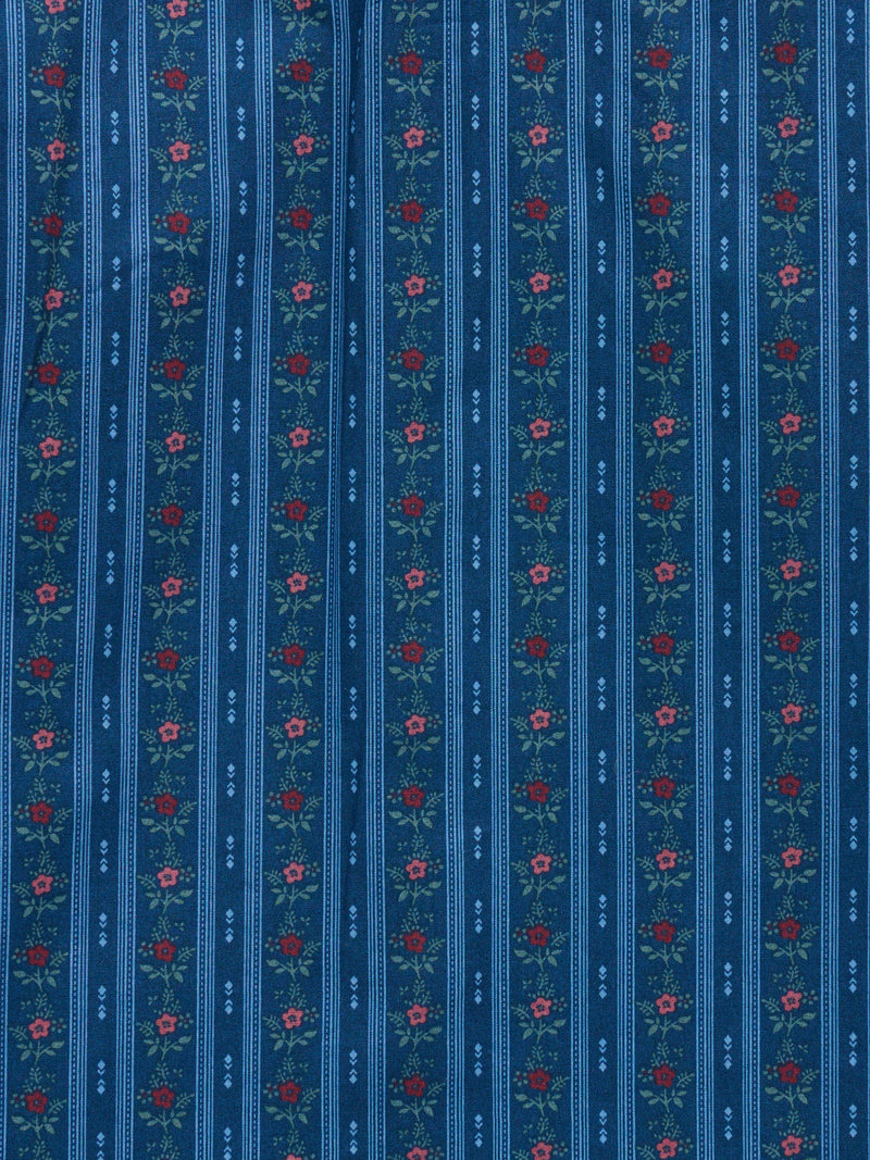 Boy's Ely Cattleman Long Sleeve Wallpaper Floral Print Snap Shirt- Navy