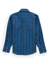 Boy's Ely Cattleman Long Sleeve Wallpaper Floral Print Snap Shirt- Navy