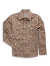Boy's Ely Cattleman Long Sleeve Paisley Print Snap Shirt- Khaki