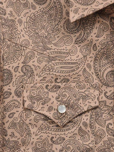 Boy's Ely Cattleman Long Sleeve Paisley Print Snap Shirt- Khaki