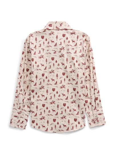 Boy's Ely Cattleman Long Sleeve Conversation Print Snap Shirt