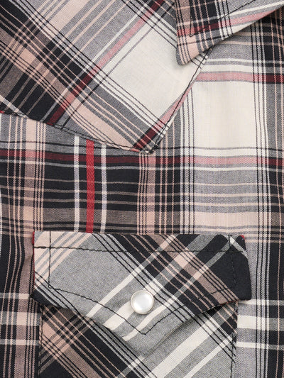 Boy's Ely Cattleman Long Sleeve Textured Khaki Plaid Western Snap Shirt