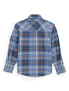 Boy's Ely Cattleman Long Sleeve Textured Plaid Western Snap Shirt-Navy