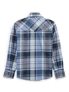 Boy's Ely Cattleman Long Sleeve Textured Plaid Western Snap Shirt- Blue