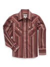 Boy's Ely Cattleman Long Sleeve Textured Stripe Western Snap Shirt- Burgundy