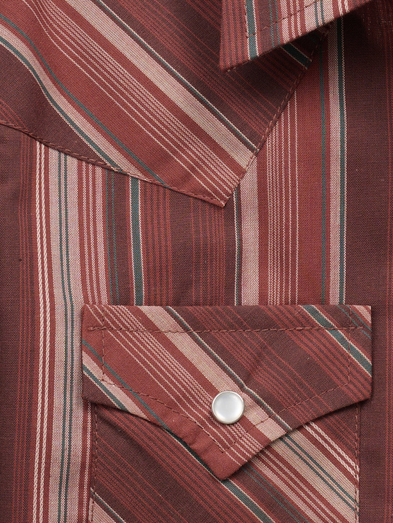 Boy's Ely Cattleman Long Sleeve Textured Stripe Western Snap Shirt- Burgundy