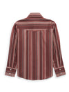 Boy's Ely Cattleman Long Sleeve Textured Stripe Western Snap Shirt- Burgundy