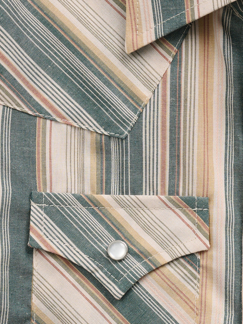 Boy's Ely Cattleman Long Sleeve Textured Ecru Stripe Western Snap Shirt