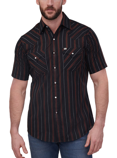 Men's Ely Cattleman Short Sleeve Stripe Western Snap Shirt