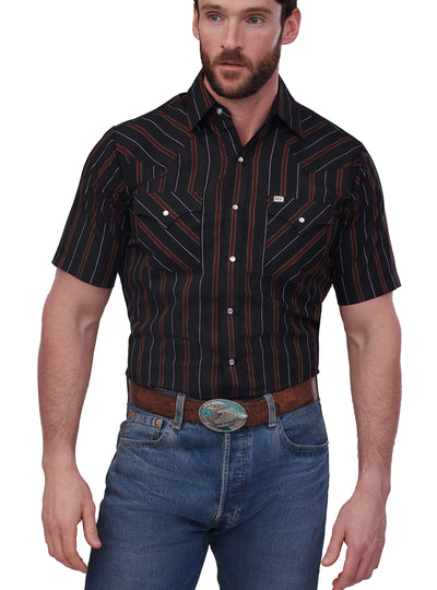 Men's Ely Cattleman Short Sleeve Stripe Western Snap Shirt