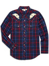 Women's Ely Cattleman Plaid Western Snap Shirt with Rose Embroidery