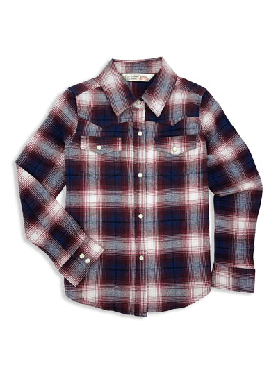 Girl's Ely Cattleman Plaid Flannel Western Snap Shirt