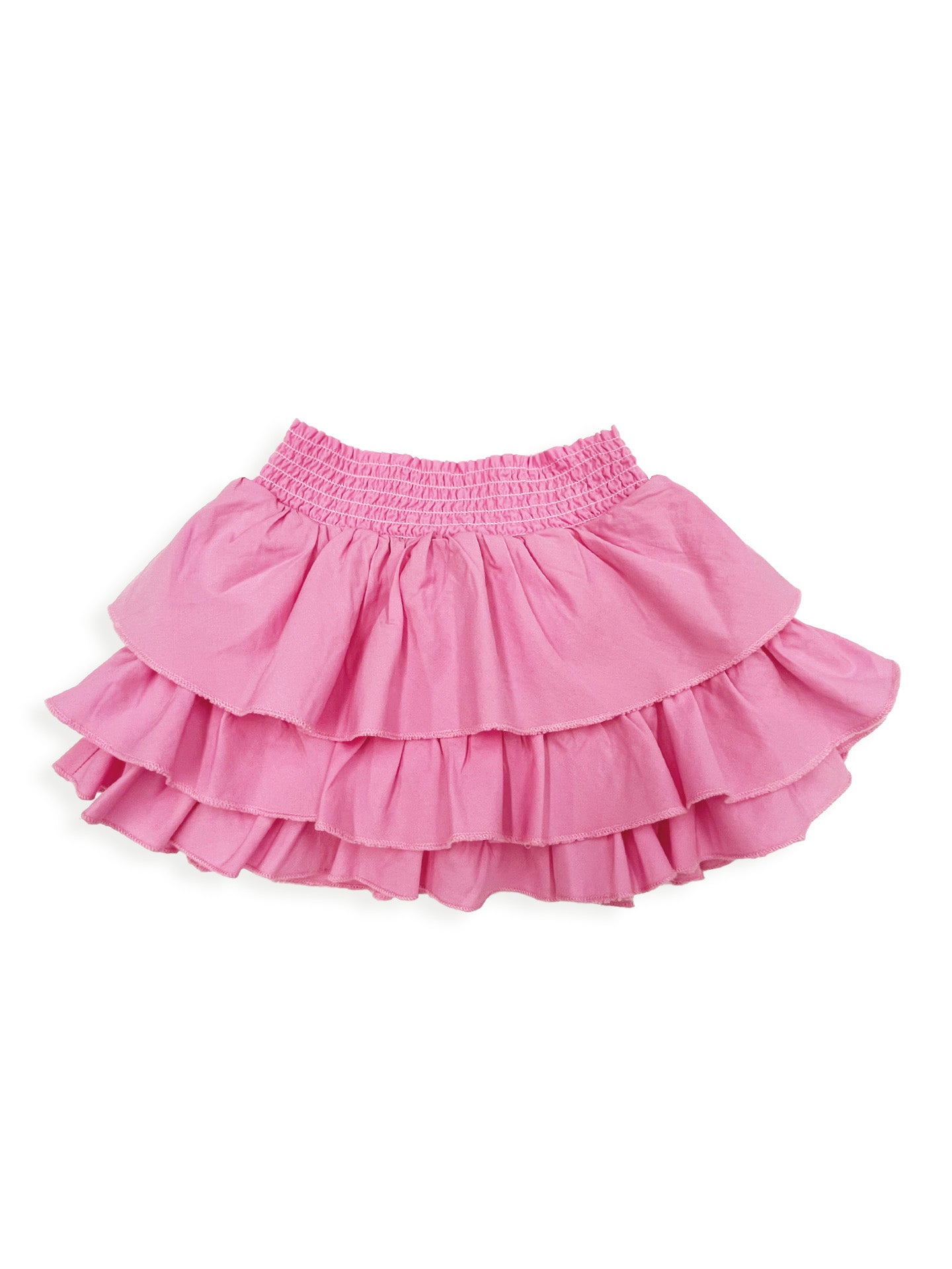 Girl's Pink Poplin Tiered Ruffle Skirt