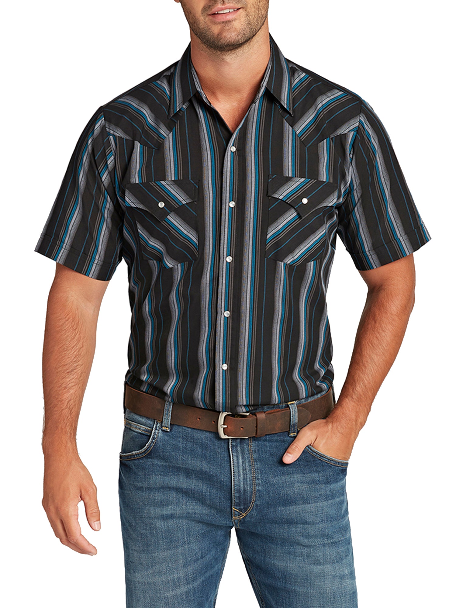 pearl snap dress shirts Men's Casual Western Button Down Long Sleeve Cowboy Shirt (Royal Blue, XL) Slightly larger in the chest and waist to give you the ability to move and bend while in the saddle or in the truck and longer to keep that shirt tucked in where you want it Texas Standard Signature Pearl Snap