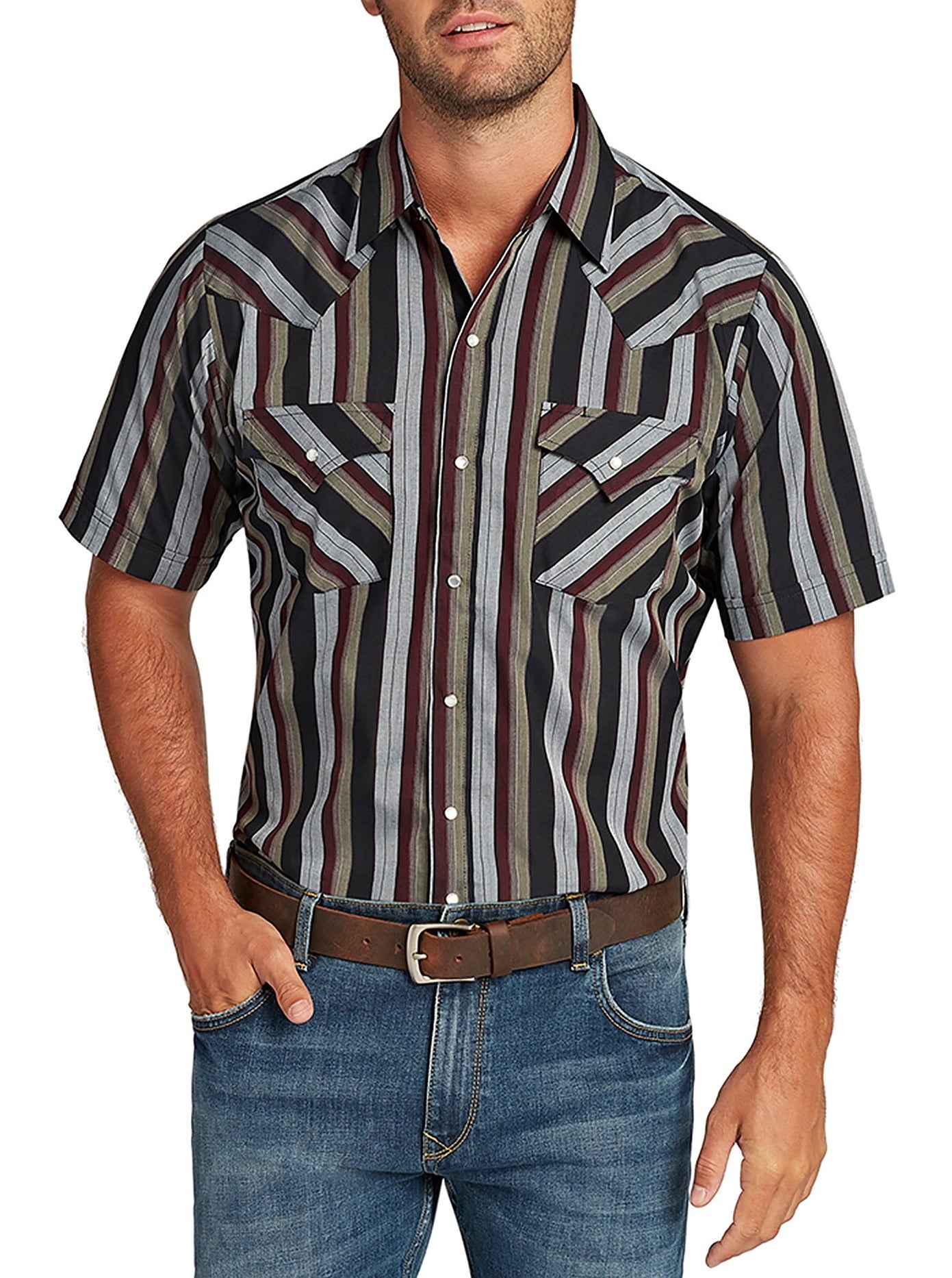 Men's Ely Cattleman Long Sleeve Washed Denim Western Snap Shirt