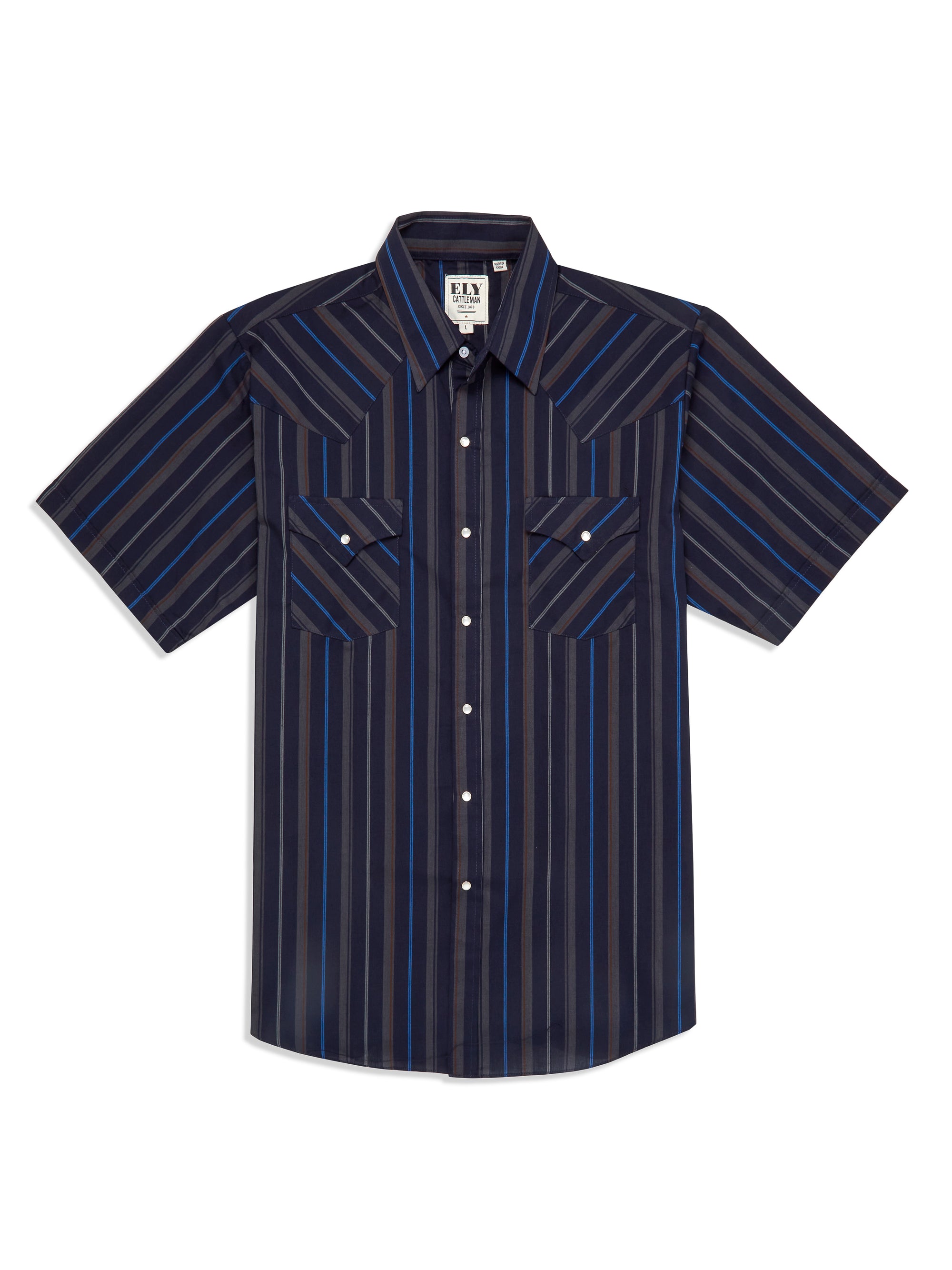 Men's Ely Cattleman Short Sleeve Stripe Western Snap Shirt Men's Ely Cattleman Short Sleeve Stripe Western Snap Shirt