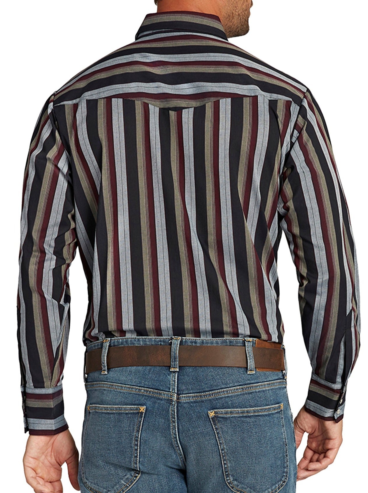 Men's Ely Cattleman Long Sleeve Stripe Western Snap Shirt Black Stripe / XL Men's Ely Cattleman Long Sleeve Stripe Western Snap Shirt Black Stripe / XL