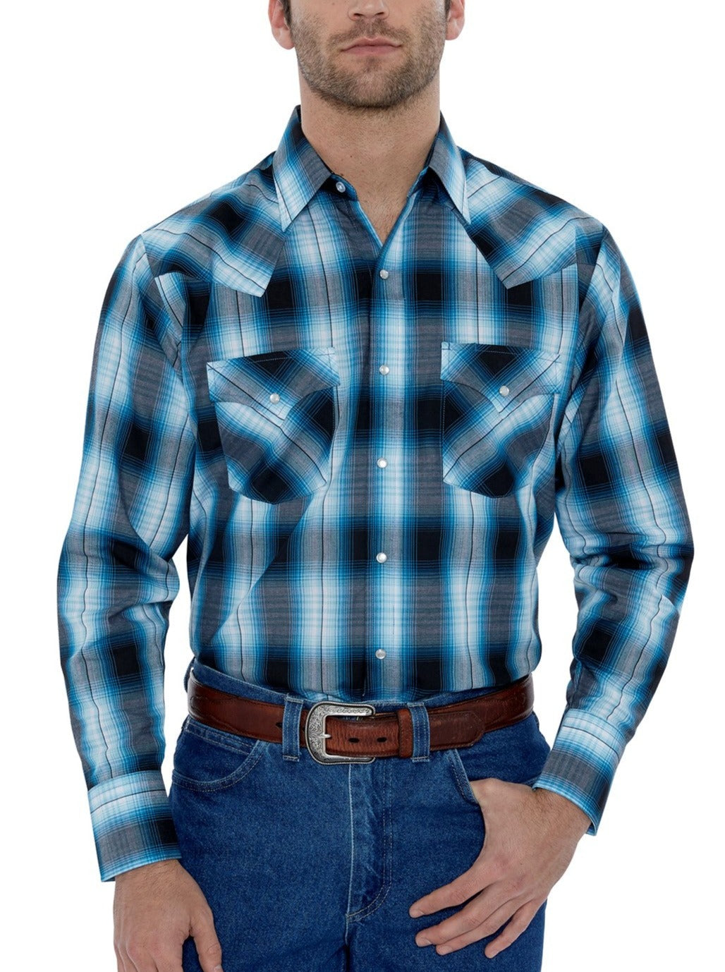 Ely Cattleman Men's Long Sleeve Plaid Western Shirt