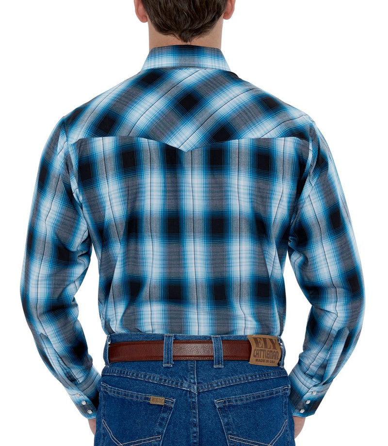Men's Ely Cattleman Long Sleeve Plaid Western Snap Shirt