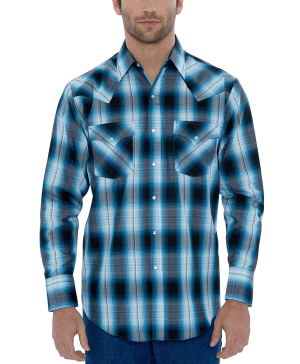 Chemise à Pression Ely Plains - Manches Longues Bordeaux/pourpre - Taille 15.5/32-33
