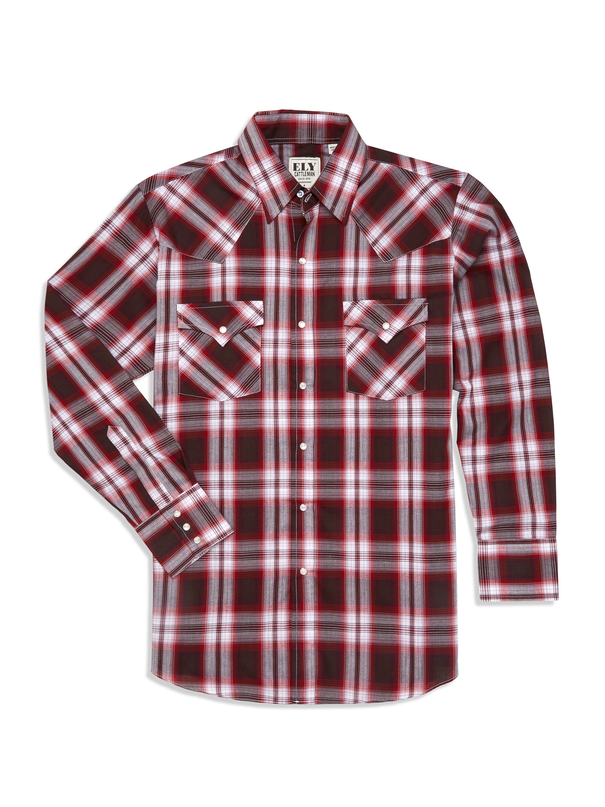 Plains Western Big Men's Long Sleeve Plaid Flannel Plaid Shirt, Up To Size 4XL