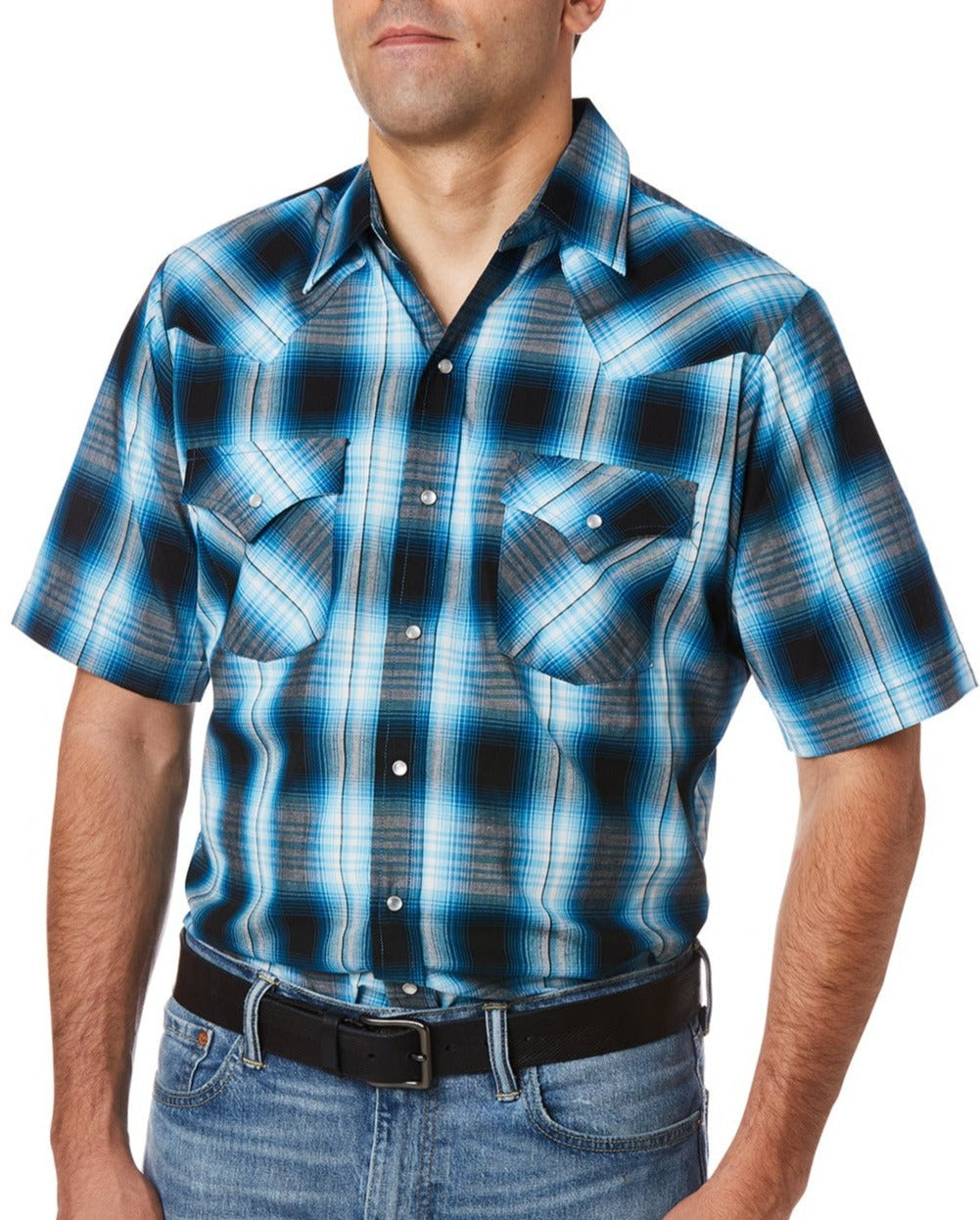Men's Ely Cattleman Short Sleeve Plaid Western Snap Shirt