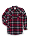 Men's Ely Cattleman Long Sleeve Flannel Plaid Western Snap Shirt- Black