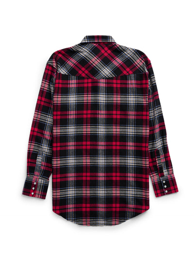 Men's Ely Cattleman Long Sleeve Flannel Plaid Western Snap Shirt- Black