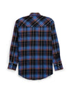 Men's Ely Cattleman Long Sleeve Flannel Plaid Western Snap Shirt- Blue