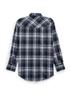 Men's Ely Cattleman Long Sleeve Flannel Plaid Western Snap Shirt- Indigo