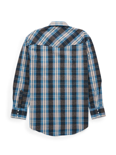 Men's Ely Cattleman Long Sleeve Brawny Flannel Western Snap Shirt- Black